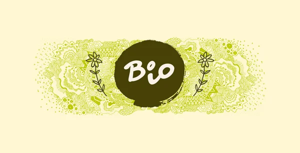 Bio elle çizilmiş etiket — Stok Vektör