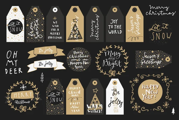 Conjunto de tarjetas de felicitación de Feliz Navidad — Vector de stock