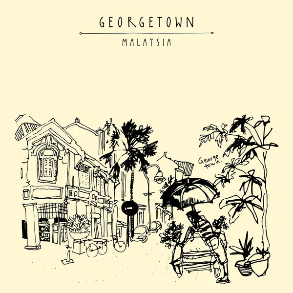 Little India district in Georgetown (Maleisië) — Stockvector