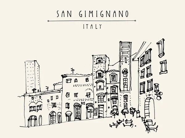 San Gimignano, Toscana, Italia — Vector de stock