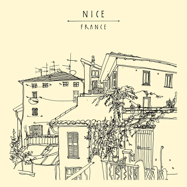 Antiek huizen in Nice, Frankrijk — Stockvector