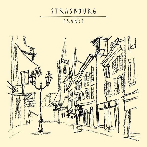 Straßburg, Frankreich, Europa. Fußgängerzone — Stockvektor