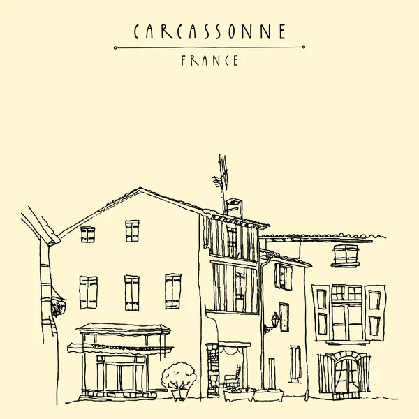 Antike häuser in carcassonne, frankreich — Stockvektor