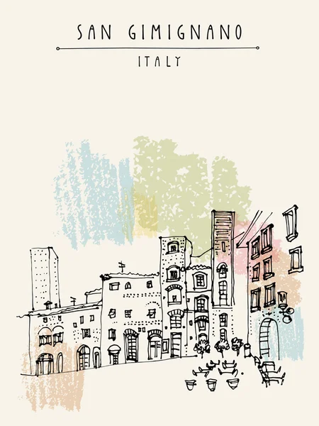 San Gimignano, Toscana, Italia — Vector de stock