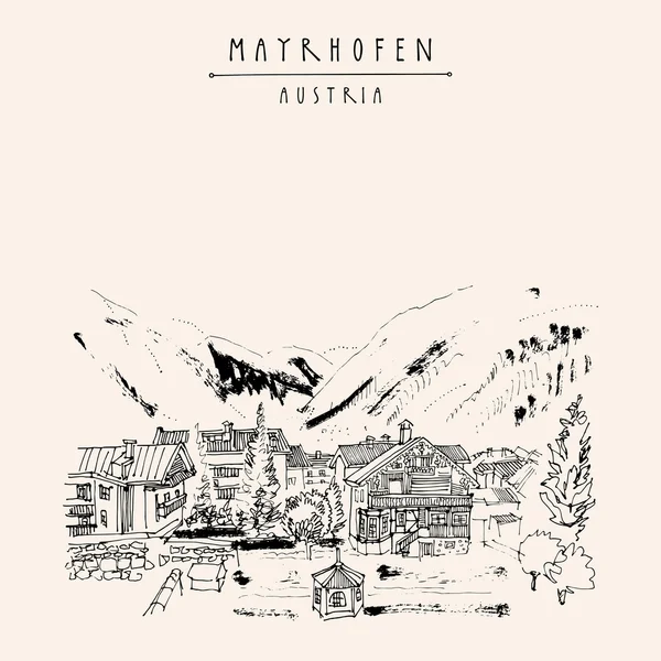Mayrhofen, Τιρόλο, Αυστρία, Ευρώπη — Διανυσματικό Αρχείο