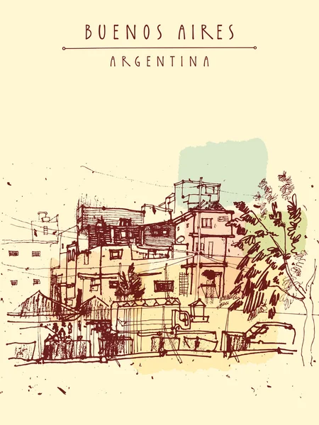 Barrio Favela en Buenos Aires, Argentina — Vector de stock