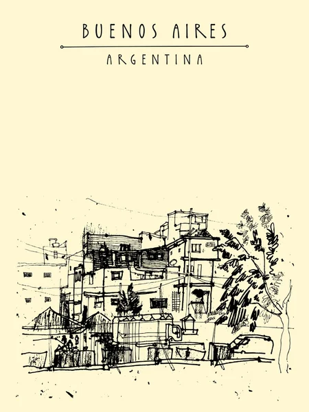 Barrio Favela en Buenos Aires, Argentina — Vector de stock