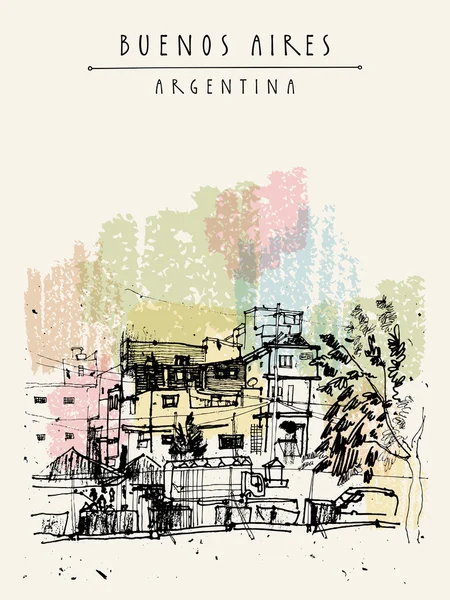 Quartiere Favela a Buenos Aires, Argentina — Vettoriale Stock