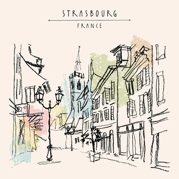 Straßburg, Frankreich, Europa. Fußgängerzone — Stockvektor