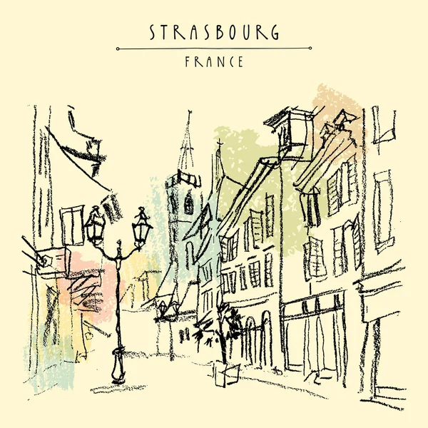 Strasbourg, France, Europe. Pedestrian street — Stock Illustration Strasbourg, France, Europe. Pedestrian street Vector Graphics