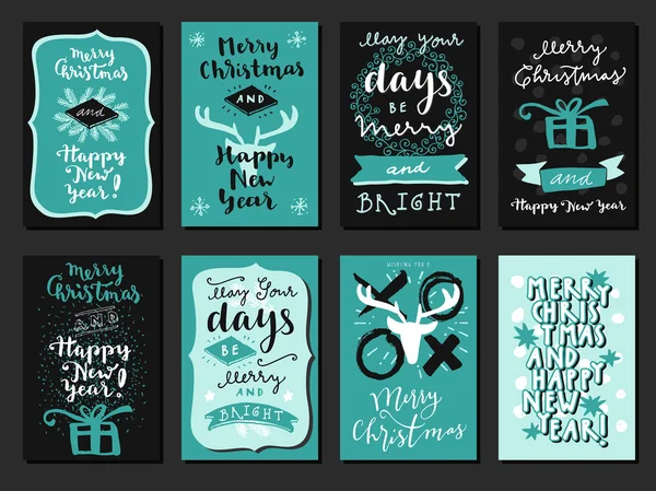 Set wenskaarten Merry Christmas — Stockvector