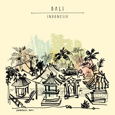 el çizilmiş Bali kartpostal