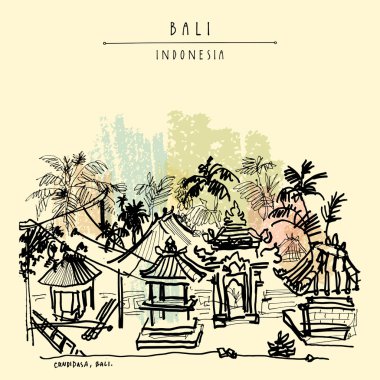 hand drawn Bali postcard clipart