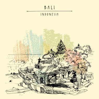 el çizilmiş Bali kartpostal