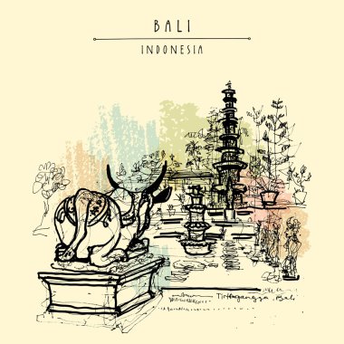 el çizilmiş Bali kartpostal