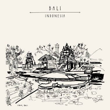 el çizilmiş Bali kartpostal