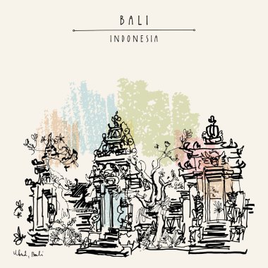 el çizilmiş Bali kartpostal