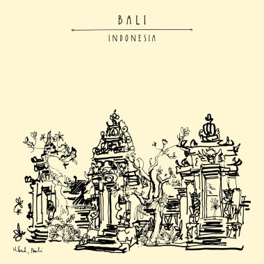 el çizilmiş Bali kartpostal