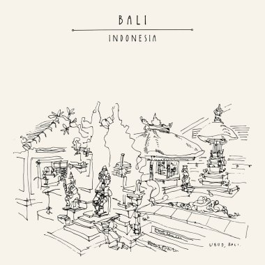 el çizilmiş Bali kartpostal