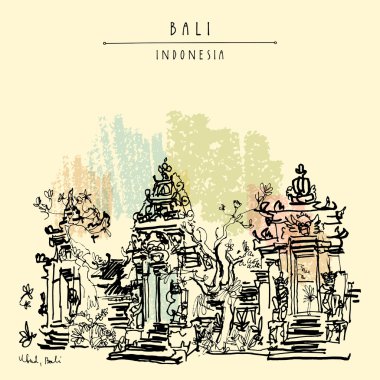 el çizilmiş Bali kartpostal