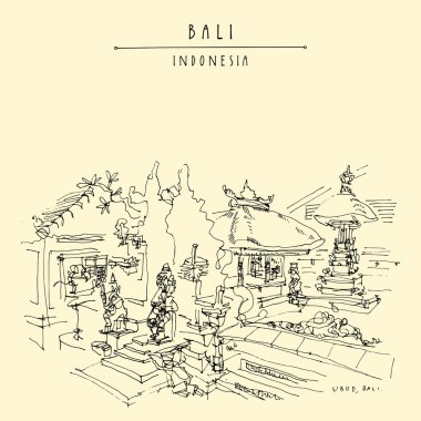 el çizilmiş Bali kartpostal