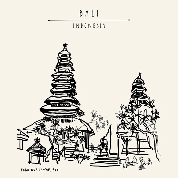 Pura Goa Lawah templo em Bali — Vetor de Stock