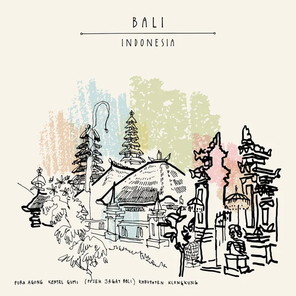 Tangan menarik kartu pos Bali - Stok Vektor