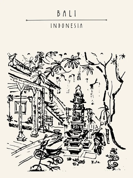 Carte postale Bali dessinée à la main — Image vectorielle