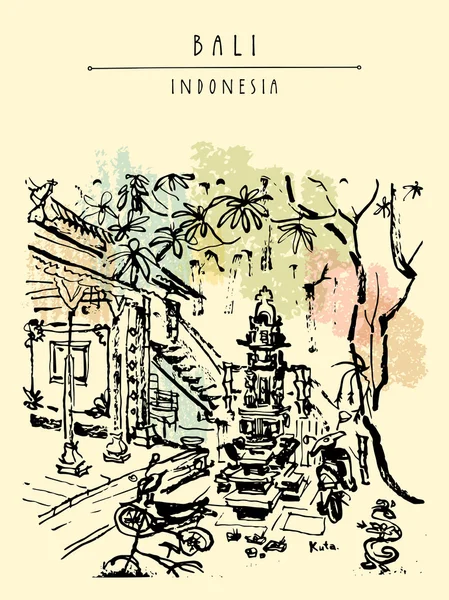 Kuta, bali, indonesien illustration — Stockvektor