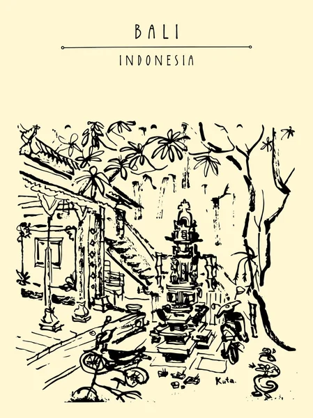 Κούτα, Μπαλί, Ινδονησία απεικόνιση — Διανυσματικό Αρχείο