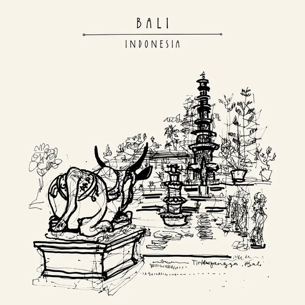 Hand getekende Bali briefkaart — Stockvector