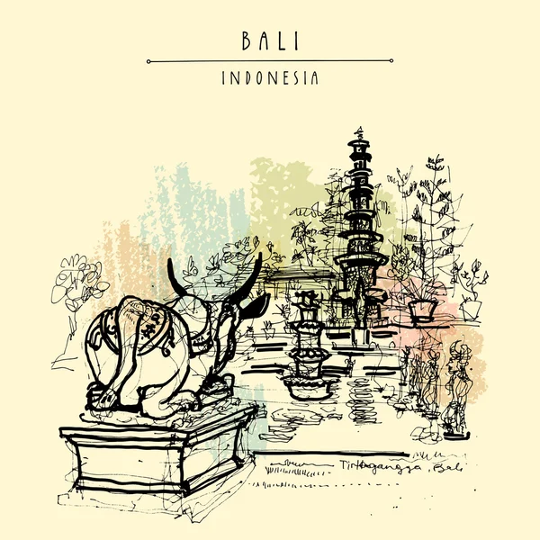 el çizilmiş Bali kartpostal