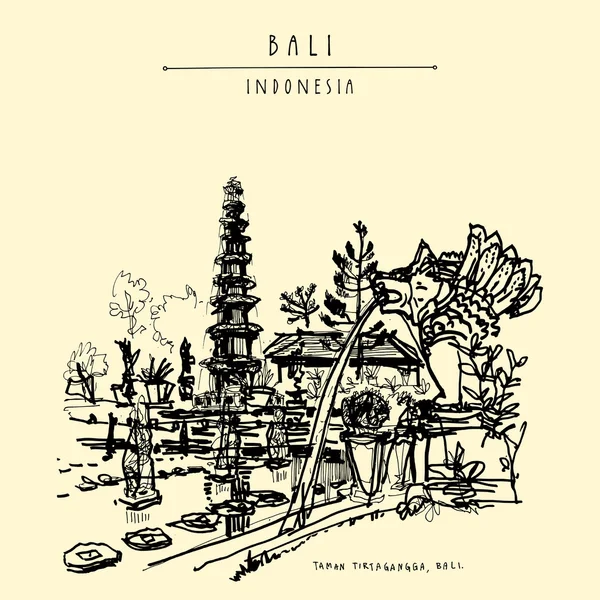 Hand getekende Bali briefkaart — Stockvector