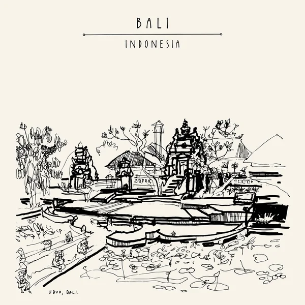 Hand getekende Bali briefkaart — Stockvector