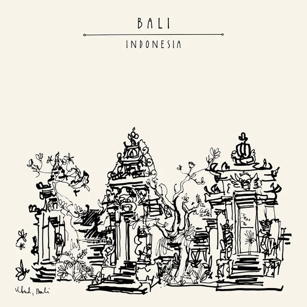 Handgezeichnete Bali-Postkarte — Stockvektor