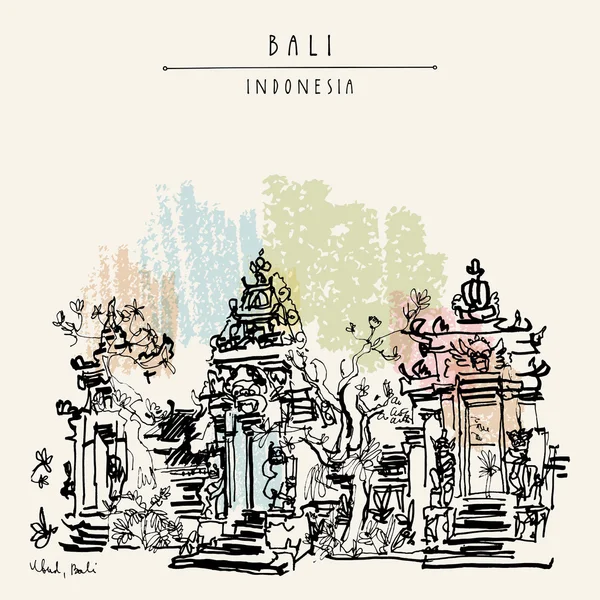 Hand getekende Bali briefkaart — Stockvector