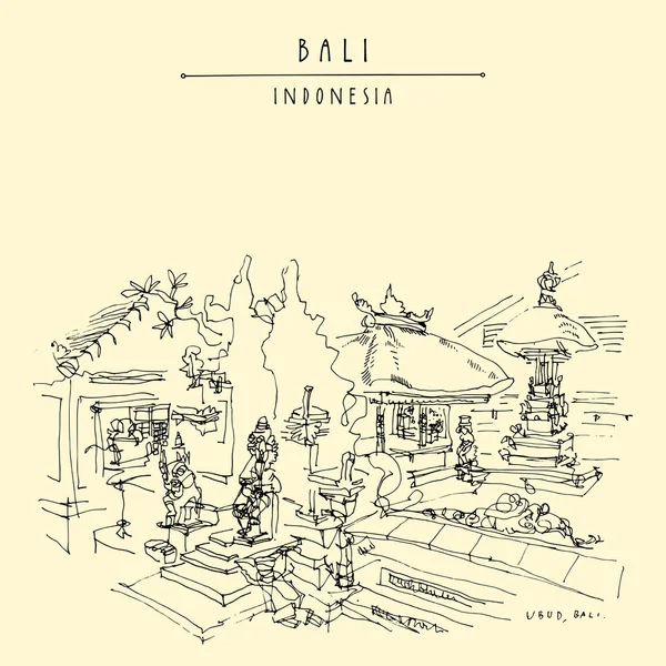 El çizilmiş Bali kartpostal — Stok Vektör