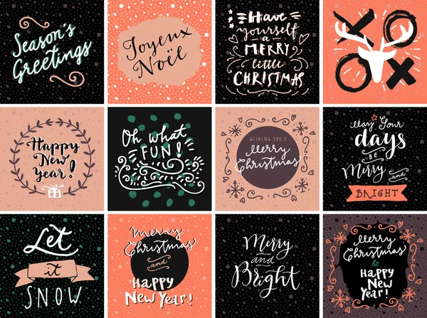 Set wenskaarten Merry Christmas — Stockvector