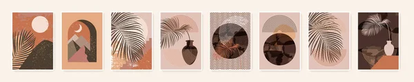 Minimalistische Muurkunst Abstracte Landschappen Voor Boho Esthetisch Interieur Huisdecoratie Muurafdrukken — Stockvector