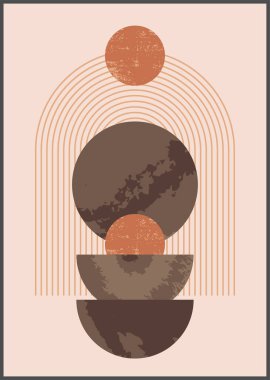 Minimalist duvar sanatı. Soyut geometrik baskı. Boho estetik ev dekorasyonu. Nötr renkler duvar izi. İğrenç organik doku, geometrik şekiller, çizgiler, daireler. Çağdaş yazdırılabilir sanat