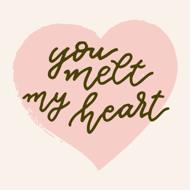 Kalbimi erittin. Sevgililer Günü kartı elle çizilmiş. Boho tarzı aşk logosu, rozet, kartpostal, fotoğraf kaplaması, tebrik kartı, eski tarz tişört baskısı. Klasik kaligrafik illüstrasyon