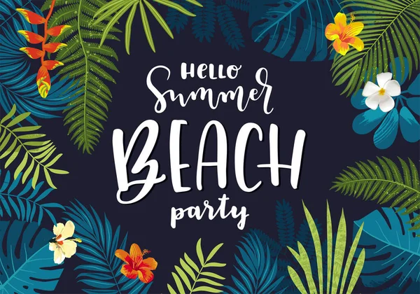 Olá Summer Beach Party Bela Selva Folhas Exóticas Folheto Cartaz — Fotografia de Stock