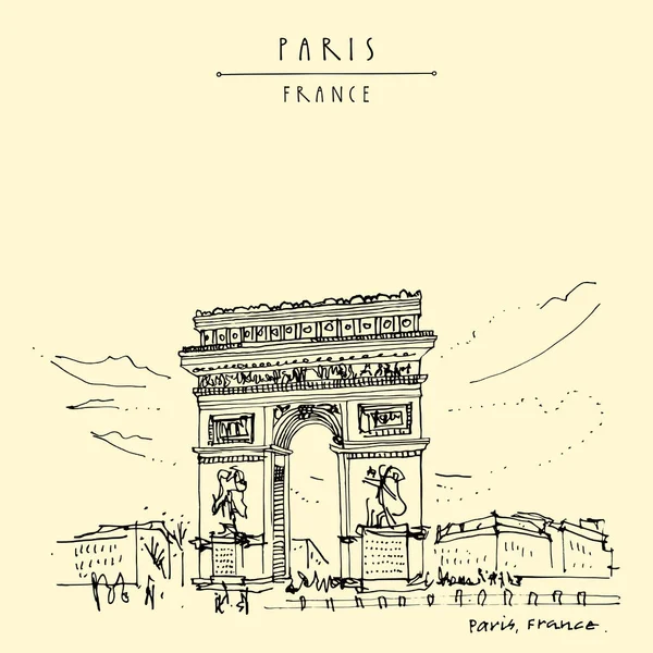 París Francia Arco Del Triunfo Arco Del Triunfo Capital Francesa — Vector de stock