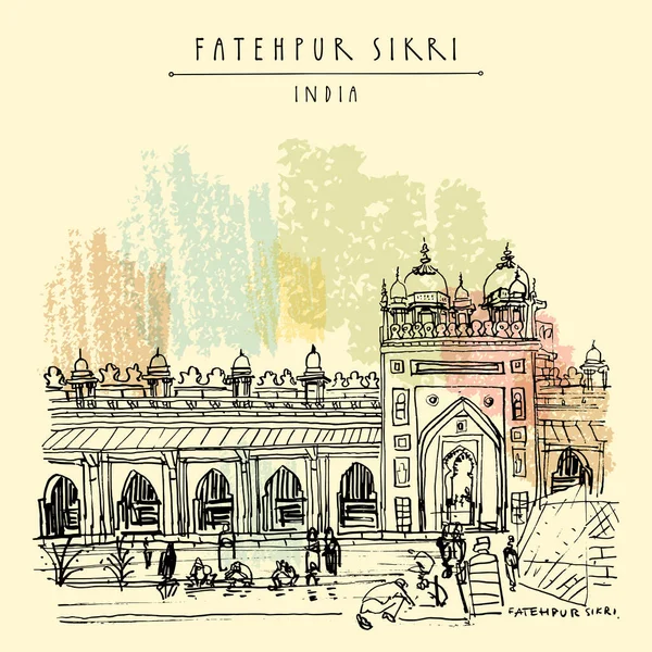 Carte Postale Fatehpur Sikri Agra District Uttar Pradesh Inde Shahi — Image vectorielle