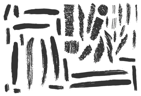 Eléments Dessinés Main Coups Pinceau Textures Pastel Crayon Ensemble Éléments — Image vectorielle