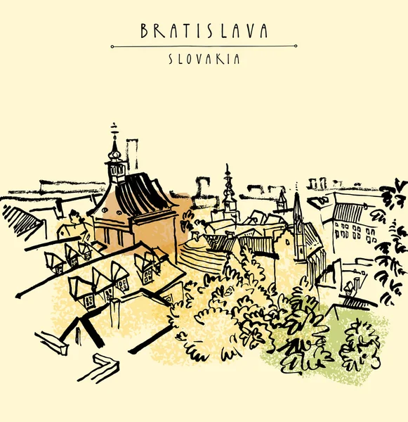 Туристический вид на город Братислава, Словакия — стоковый вектор