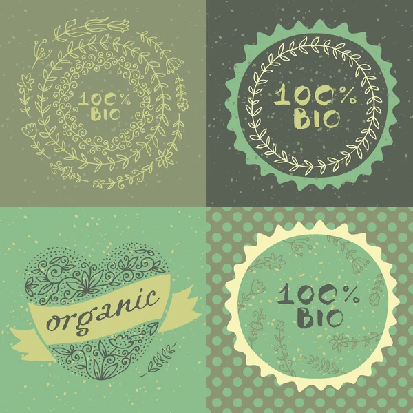Conjunto de logotipos orgánicos 100% bio — Vector de stock