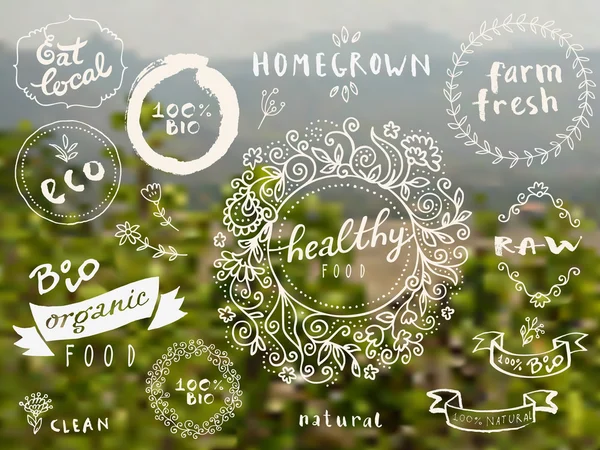 set of 100% bio organic logos