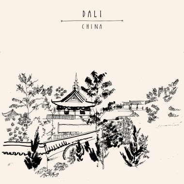 Traditional Chinese temple in  park Dali