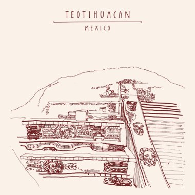 Teotihuacan Mexico postcard clipart